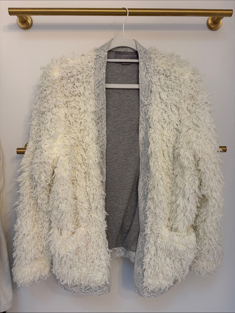Cozy Ivory Shag Open-Front Cardigan